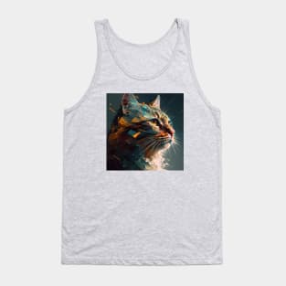 Shattering Cat Design Tank Top